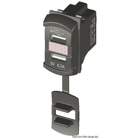 PRESA DI CORRENTE CON DOPPIA USB E VOLTOMETRO