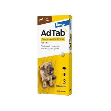 ELANCO ADTAB ANTIPARASSITARIO 1,3-2,5 KG COMPRESSE MASTICABILI