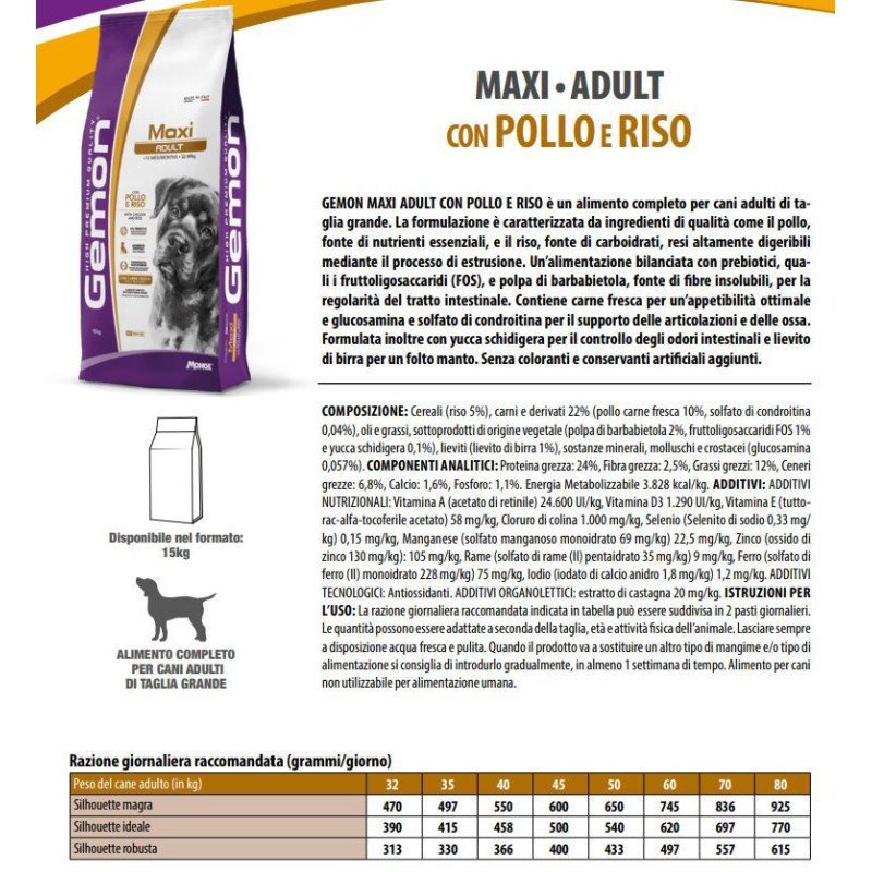 GEMON DOG MAXI ADULT POLLO E RISO 15KG