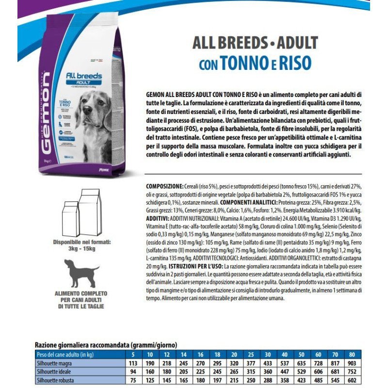 GEMON DOG ALL BREEDS TONNO E RISO 15KG