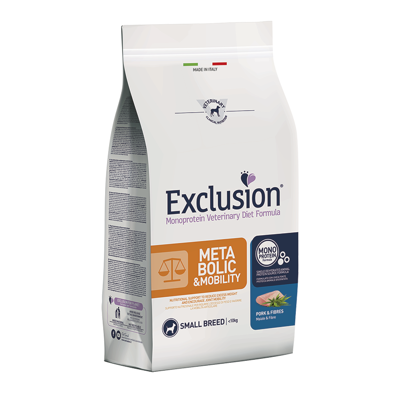 EXCLUSION DIET METABOLIC & MOBILITY MAIALE E FIBRE SMALL BREED