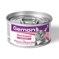 GEMON MOUSEE POLLO E FEGATINI PER GATTI STERILIZZATI 85GR