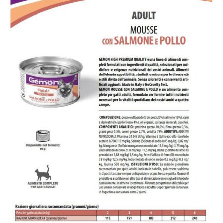 GEMON MOUSSE SALMONE E POLLO PER GATTI 85GR