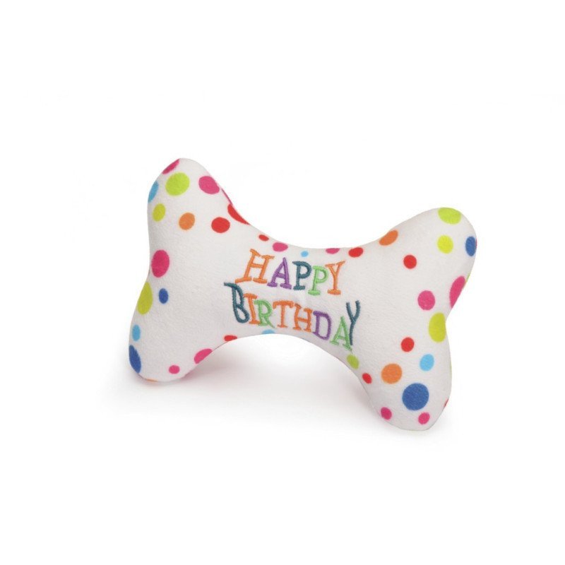 CAMON GIOCO OSSO HAPPY BIRTHDAY IN POLIESTERE CON SQUEAKER