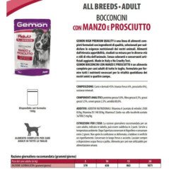 GEMON MANZO E PROSCIUTTO BOCCONCINI BUSTINE CANE 100gr