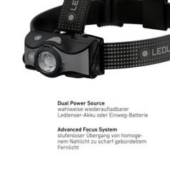 LED LENSER MH7 GRIGIA E NERA LAMPADA FRONTALE RICARICABILE