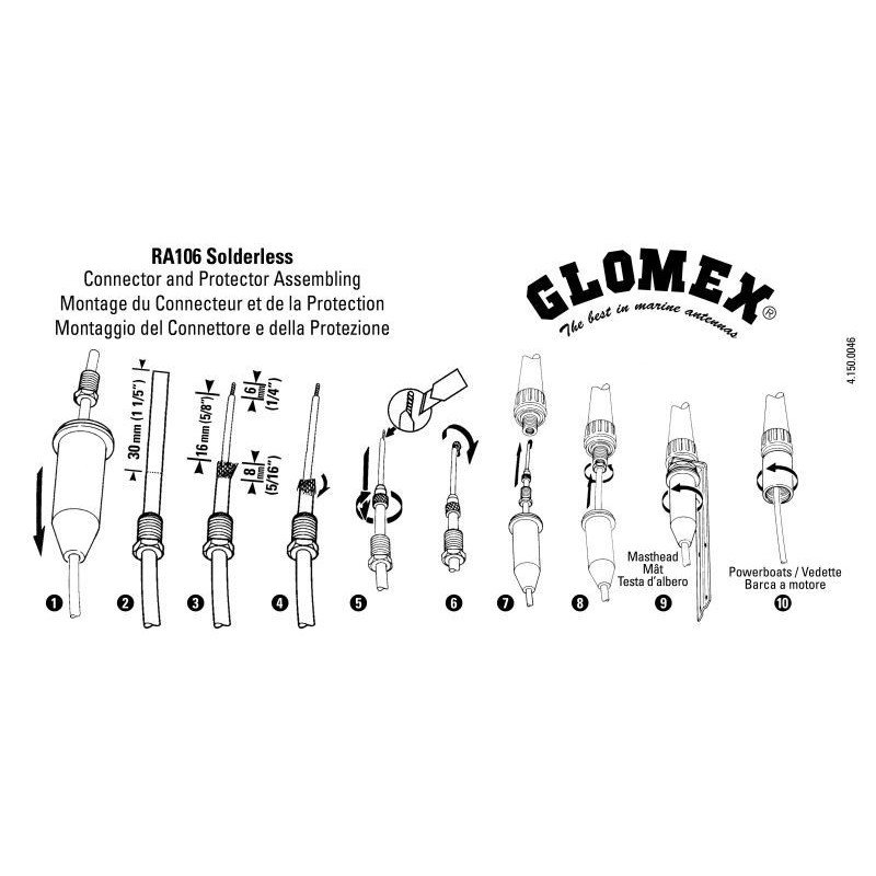 ANTENNA VHF GLOMEX RA106 SVITABILE DALLA BASE