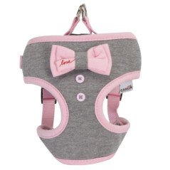 CAMON PETTORINA GRIGIA CON FIOCCO ROSA