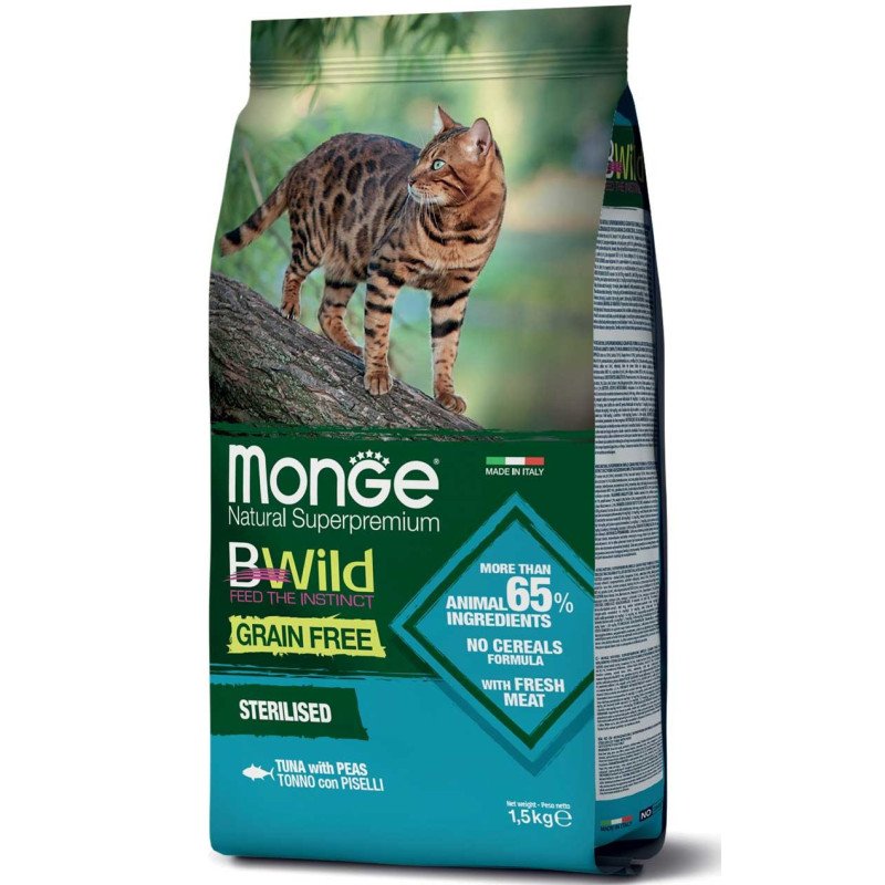 MONGE BWILD CROCCANTINI GATTO STERILIZZATO AL TONNO 1.5KG