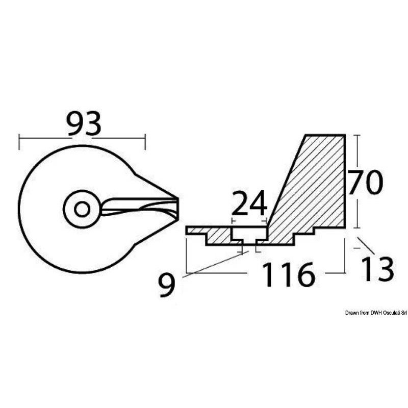 OSCULATI ANODO A PINNA MERCURY 25-50HP ALLUMINIO