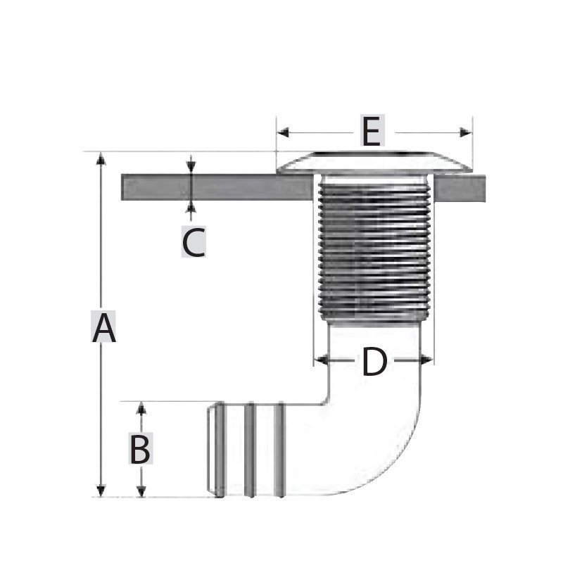 LALIZAS SCARICO A MARE A 90 GRADI IN NYLON CURVO