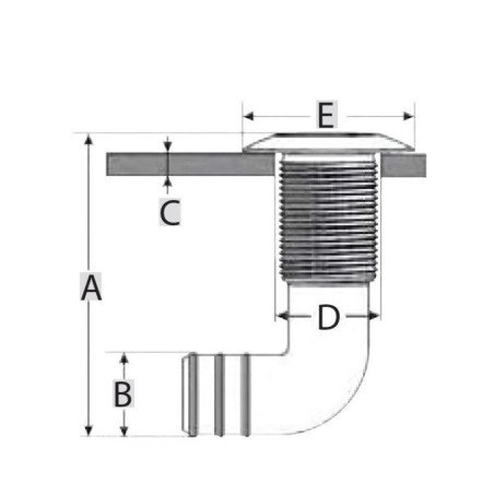 LALIZAS SCARICO A MARE A 90 GRADI IN NYLON CURVO