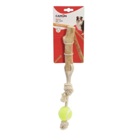 CAMON GIOCO PER CANI PALLA DA TENNIS E LEGNO DI CAFFE