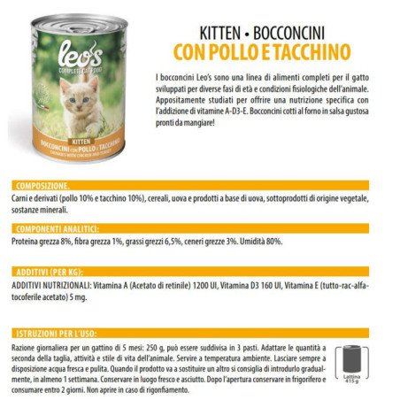 LEO'S POLLO KITTEN LATTINE BOCCONCINI PER GATTINI 415GR