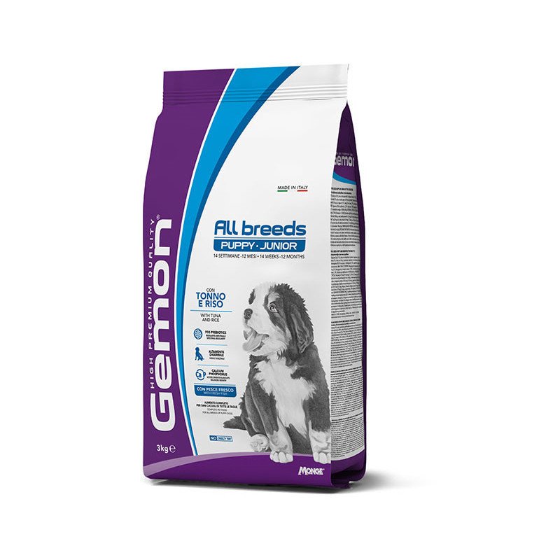 GEMON DOG ALL BREEDS PUPPY JUNIOR TONNO E RISO