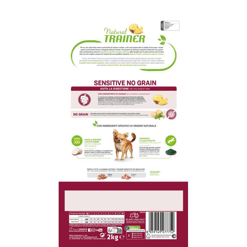NATURAL TRAINER SENSITIVE ADULT MINI NO GRAIN TROTA E PATATE
