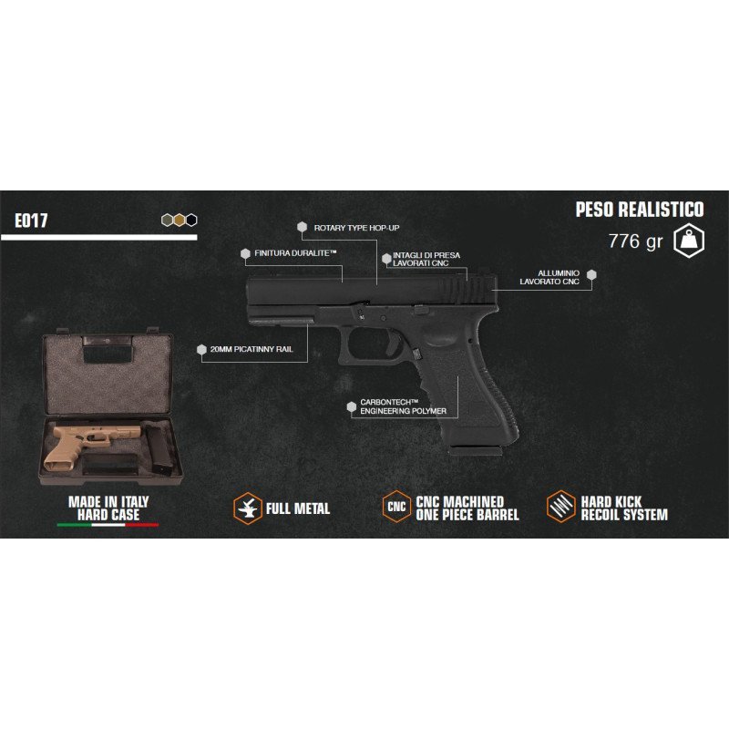 EVOLUTION PISTOLA A GAS E017 POLYMER NERA
