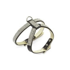 CAMON PETTORINA IN PELLE CON STRASS NERA