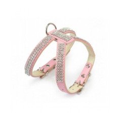 CAMON PETTORINA IN PELLE CON STRASS ROSA