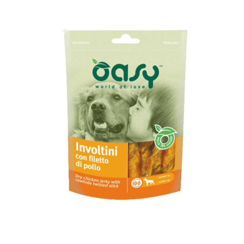 OASY CANE SNACK INVOLTINI CON FILETTO DI POLLO 100GR