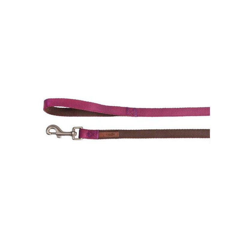 CAMON GUINZAGLIO IN NYLON MARRONE E CICLAMINO