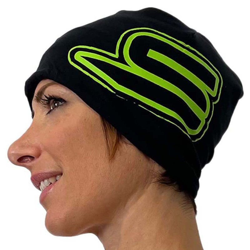 SALVIMAR CAPPELLO IN PILE NERO CON SCRITTA VERDE