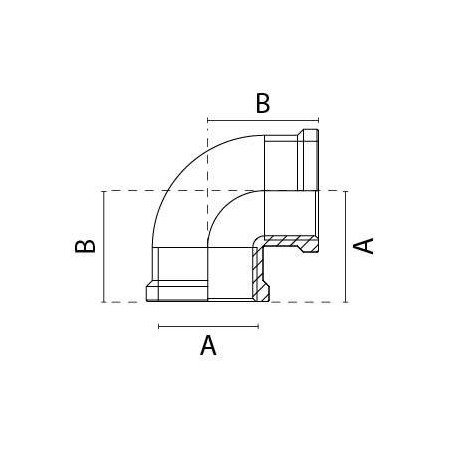 RACCORDO A GOMITO A 90 FEMMINA FEMMINA