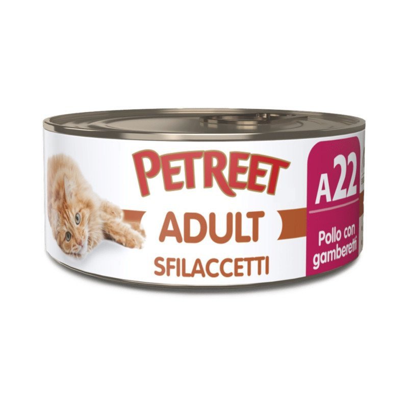 PETREET SFILACCETTI ADULT A22 POLLO CON GAMBERETTI 70GR