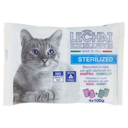 LECHAT EXCELLENCE GATTO STERILIZZATO ANATRA E CONIGLIO 4X100GR