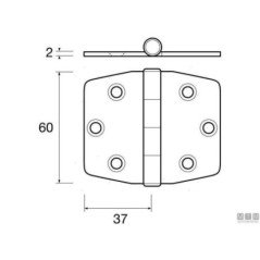 MTM CERNIERA SQUARE LARGE H60 X L74 2MM IN ACCIAIO INOX